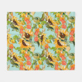 秋の輝き：シームレスな自然パターン フリースブランケット (正面(横))