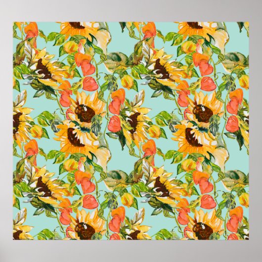 秋の輝き：シームレスな自然パターン ポスター (正面)