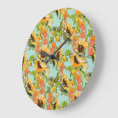 秋の輝き：シームレスな自然パターン ラージ壁時計 (傾斜)