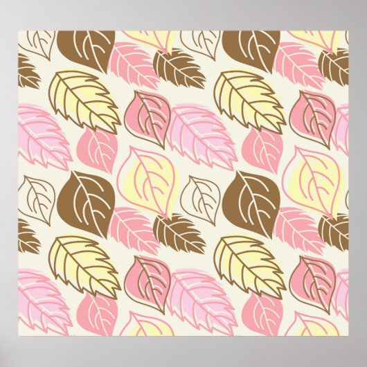 秋の輝き:葉の継ぎ目のないパターン ポスター (正面)