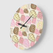 秋の輝き：葉の継ぎ目のないパターン ラージ壁時計 (傾斜)