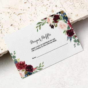 秋の輝く素朴ブルゴーニュのおむつラッフル エンクロージャーカード