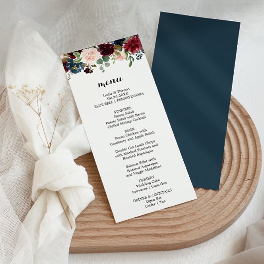 秋の輝く素朴ブルゴーニュのディナーメニューカード 招待状