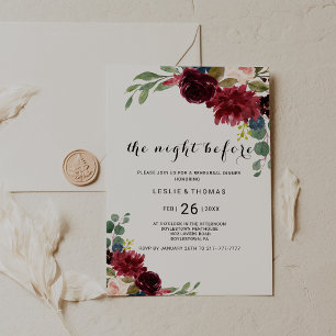 秋の輝く素朴ブルゴーニュのリハーサルディナー 招待状