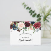 秋の輝く素朴ブルゴーニュの花嫁メイド インビテーションポストカード (スタンド正面)