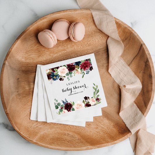 秋の輝く素朴ブルゴーニュの赤ちゃんシャワー スタンダードカクテルナプキン