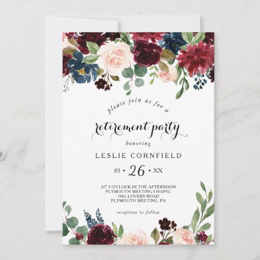 秋の輝く素朴ブルゴーニュの退職パーティー 招待状 (正面)