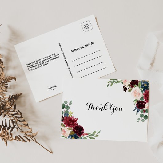 秋の輝素朴くブルゴーニュありがとう ポストカード