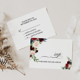 秋の輝素朴くブルゴーニュの結婚式Rsvp 出欠カード