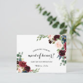 秋の輝素朴くブルゴーニュメイド・オブ・オーナー(花嫁付き添い人) インビテーションポストカード (スタンド正面)