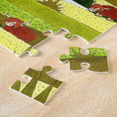 秋の農場でスコットランドのハイランド牛 ジグソーパズル (側面)