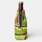 秋の農場でスコットランドのハイランド牛 ボトルクーラー (ボトル裏面)