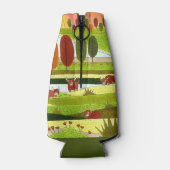 秋の農場でスコットランドのハイランド牛 ボトルクーラー (裏面)