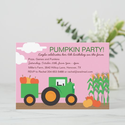 秋の農場のテーマのパーティの招待状 招待状 (スタンド正面)
