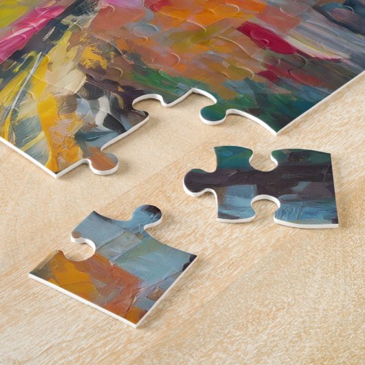 秋の農場の風景モダン抽象芸術アート ジグソーパズル (側面)