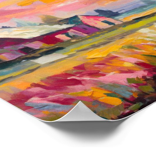 秋の農場の風景モダン抽象芸術アート ポスター (角)