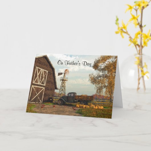 秋の農場風景父の日のカード カード (黄色い花)