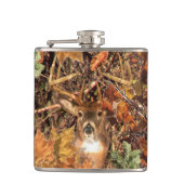 秋の迷彩柄の白い尾シカの木びき台 フラスク (正面)