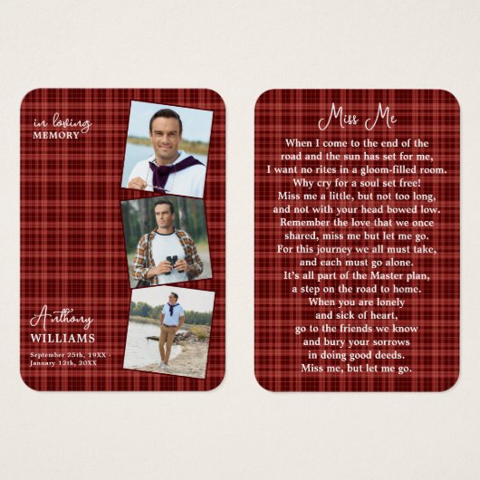 秋の追悼式3写真記念祈りの言葉カード (正面&裏面)