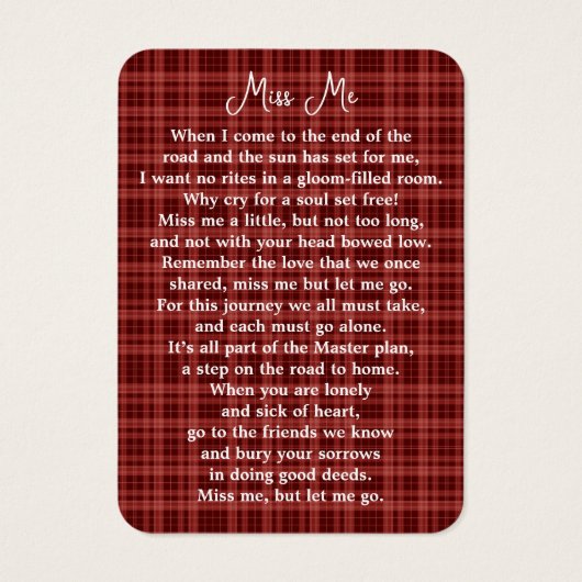 秋の追悼式3写真記念祈りの言葉カード (裏面)