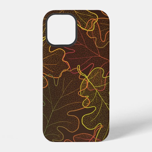 秋の透明なオークの葉のパターンの背景。 iPhoneケース (裏面)