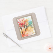 秋の道路のシール スクエアシール (封筒)