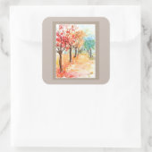 秋の道路のシール スクエアシール (バッグ)