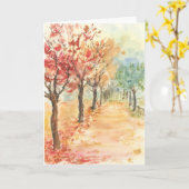 秋の道路グリーティングカード カード (黄色い花)