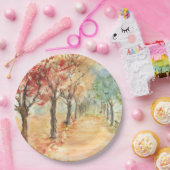 秋の道路デザインオン紙プレート ペーパープレート (パーティー)