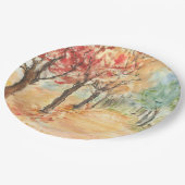 秋の道路デザインオン紙プレート ペーパープレート (アングル)