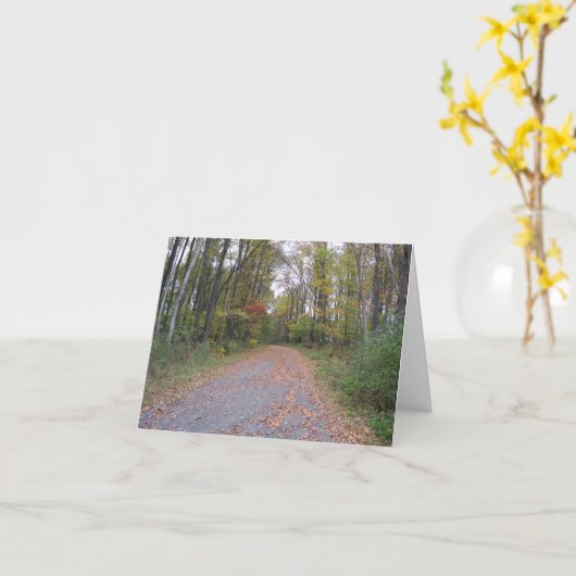 秋の道 カード (黄色い花)