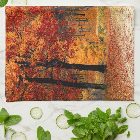 秋の道 キッチンタオル (折り畳み)