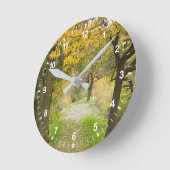 秋の道 ラウンド壁時計 (傾斜)