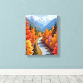 秋の道 | 紅葉 水彩画 自然 キャンバスプリント (インサイチュ (ウッドフロア))