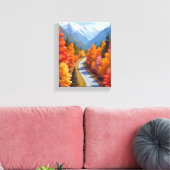 秋の道 | 紅葉 水彩画 自然 キャンバスプリント (インサイチュ (リビング))