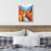 秋の道 | 紅葉 水彩画 自然 キャンバスプリント (インサイチュ (寝室))