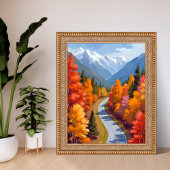 秋の道 | 紅葉 水彩画 自然 ポスター