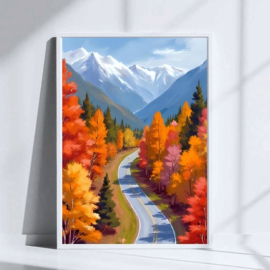 秋の道 | 紅葉 水彩画 自然 ポスター