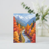 秋の道 | 紅葉 水彩画 自然 ポストカード (スタンド正面)