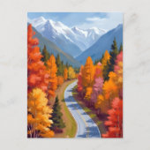 秋の道 | 紅葉 水彩画 自然 ポストカード (正面)