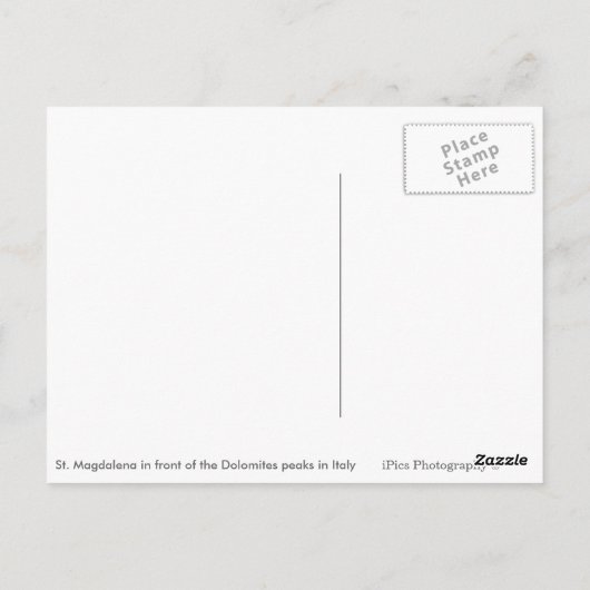 秋の郵便はがきのドロマイトの村 ポストカード (裏面)