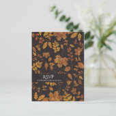 秋の郷愁　ゴールドリーフ　エレガントウェディング　出欠確認 インビテーションポストカード (スタンド正面)