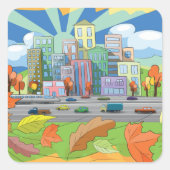 秋の都市 スクエアシール (正面)