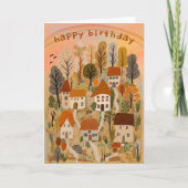 秋の里魅力的秋かわいい誕生日 カード (正面)