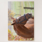 秋の野に落ちる葉馬 ジグソーパズル (縦)