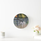 秋の野のロバ ラウンド壁時計 (ホーム)
