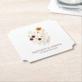 秋の野エレガント花ボホ結婚の ペーパーコースター (アングル)