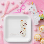 秋の野エレガント花ボホ結婚の ペーパープレート (パーティー)