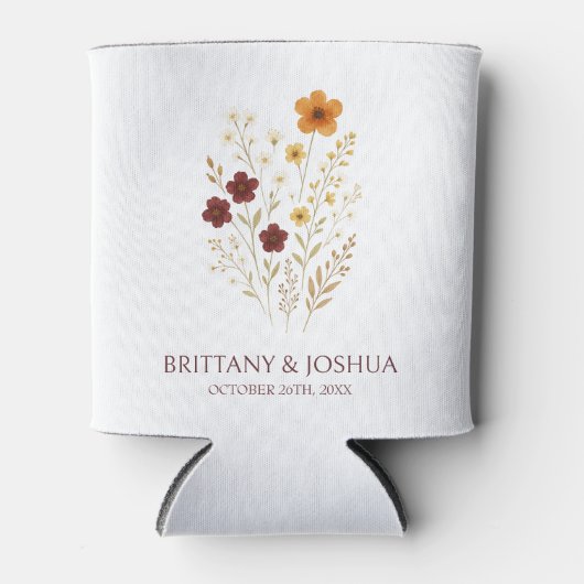 秋の野エレガント花ボホ結婚の 缶クーラー (正面)