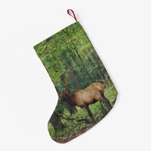 秋の野原の雄エルク スモールクリスマスストッキング (裏面 (吊り時))